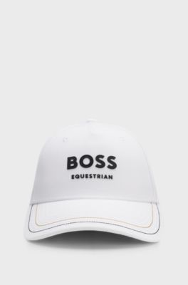 Equestrian five-panel cap with logo details, White
