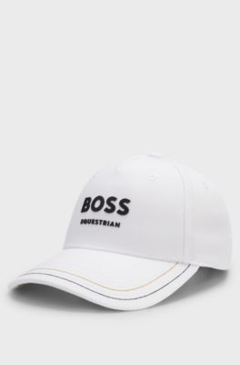 Equestrian five-panel cap with logo details, White
