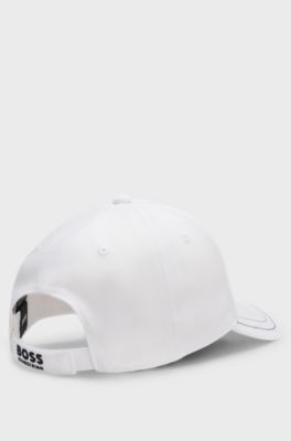 Equestrian five-panel cap with logo details, White