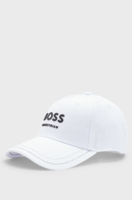 Casquette style &eacute;questre &agrave; cinq panneaux avec logos, Blanc