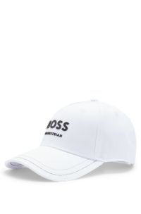 Equestrian five-panel cap with logo details, White