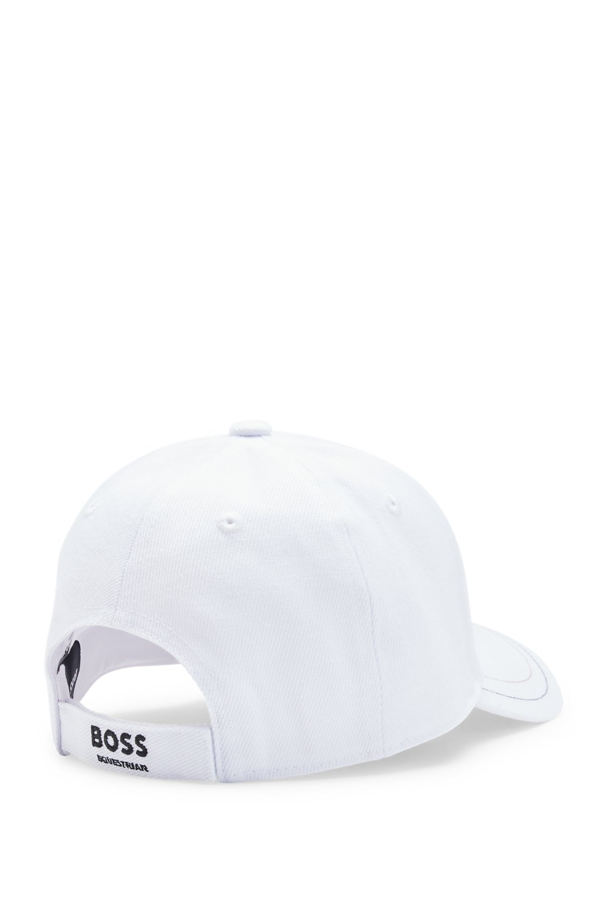 Equestrian five-panel cap with logo details, White