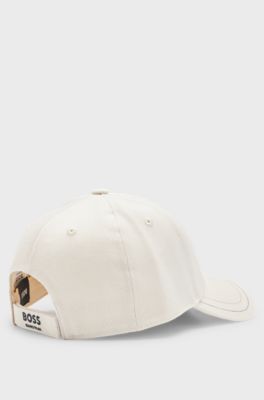 Equestrian five-panel cap with logo details, Beige