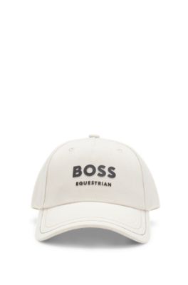 Equestrian five-panel cap with logo details, Beige