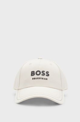 Equestrian five-panel cap with logo details, Beige