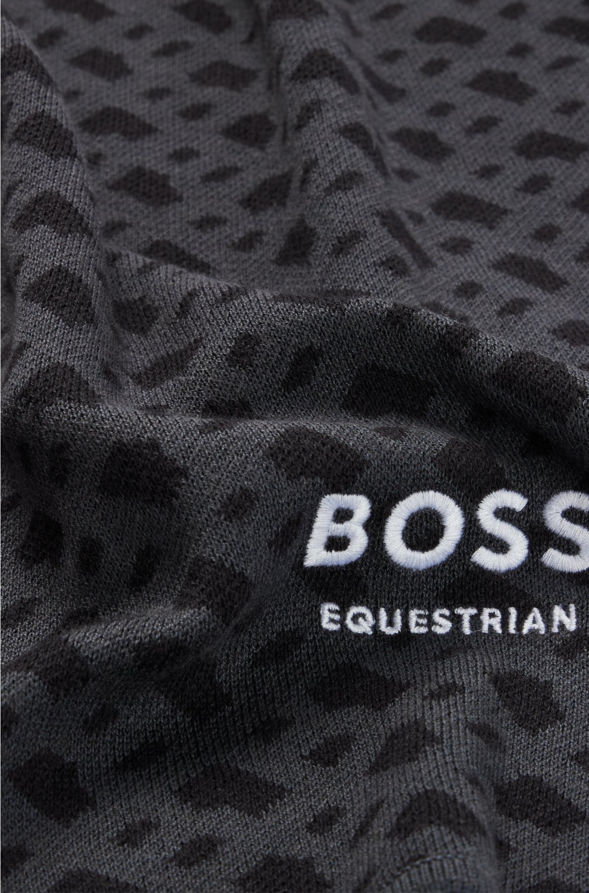 Equestrian cotton-blend scarf with monogram jacquard, Black