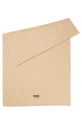 &Eacute;charpe d&rsquo;&eacute;quitation en coton m&eacute;lang&eacute; &agrave; monogramme jacquard, Beige