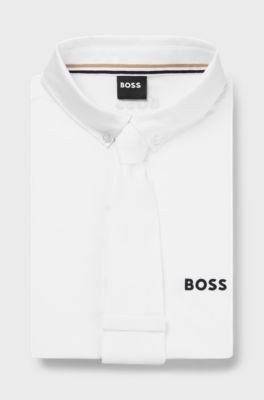 Equestrian show tie with a plain weave, White