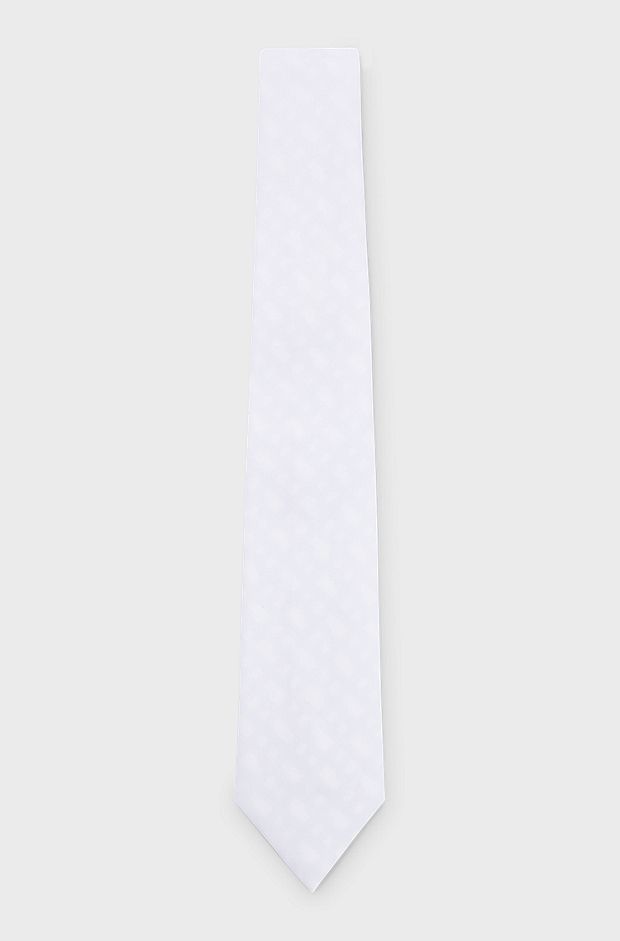 Equestrian show tie with all-over tonal monograms, White