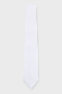 Equestrian show tie with all-over tonal monograms, White