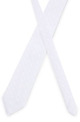 Equestrian show tie with all-over tonal monograms, White