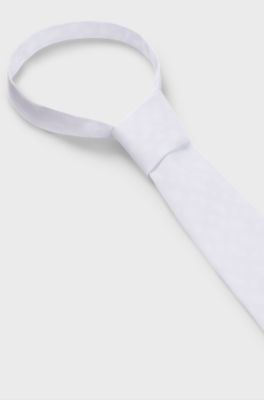 Equestrian show tie with all-over tonal monograms, White