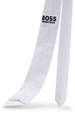 Equestrian show tie with all-over tonal monograms, White