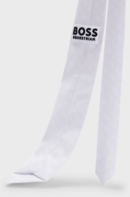 Equestrian show tie with all-over tonal monograms, White