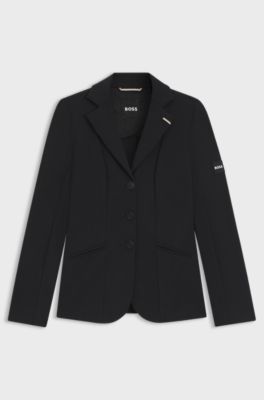 Equestrian slim-fit show jacket in power-stretch material, Black