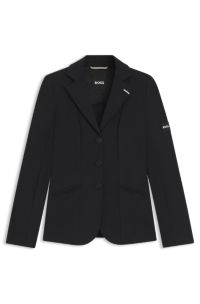 Slim-fit wedstrijdjasje van power-stretchmateriaal voor ruitersport, Zwart