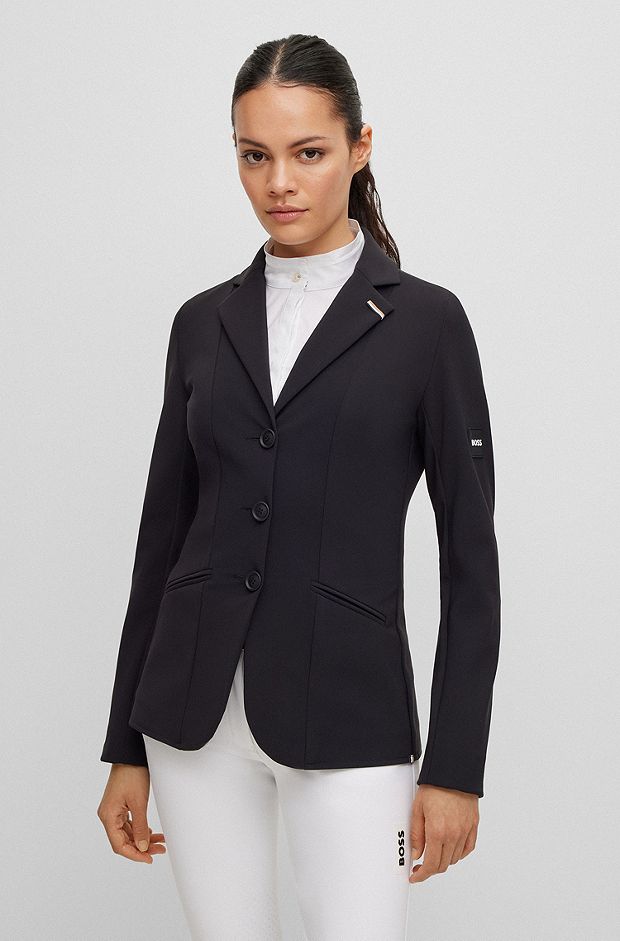 Equestrian slim-fit show jacket in power-stretch material, Black
