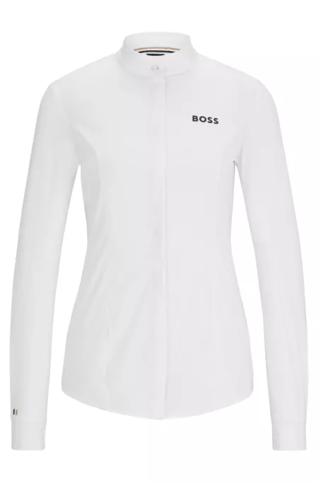 Equestrian slim-fit show blouse in mixed materials