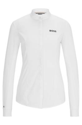Equestrian slim-fit show blouse in mixed materials 1