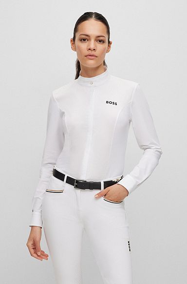 Blusa de equitación slim fit para exhibiciones en diferentes materiales, Blanco