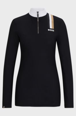 Equestrian slim-fit show shirt in power-stretch material, Black