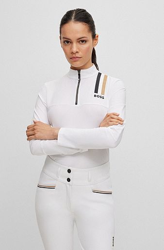 Slim-Fit Reitsport-Turniershirt aus Power-Stretch-Material, Weiß