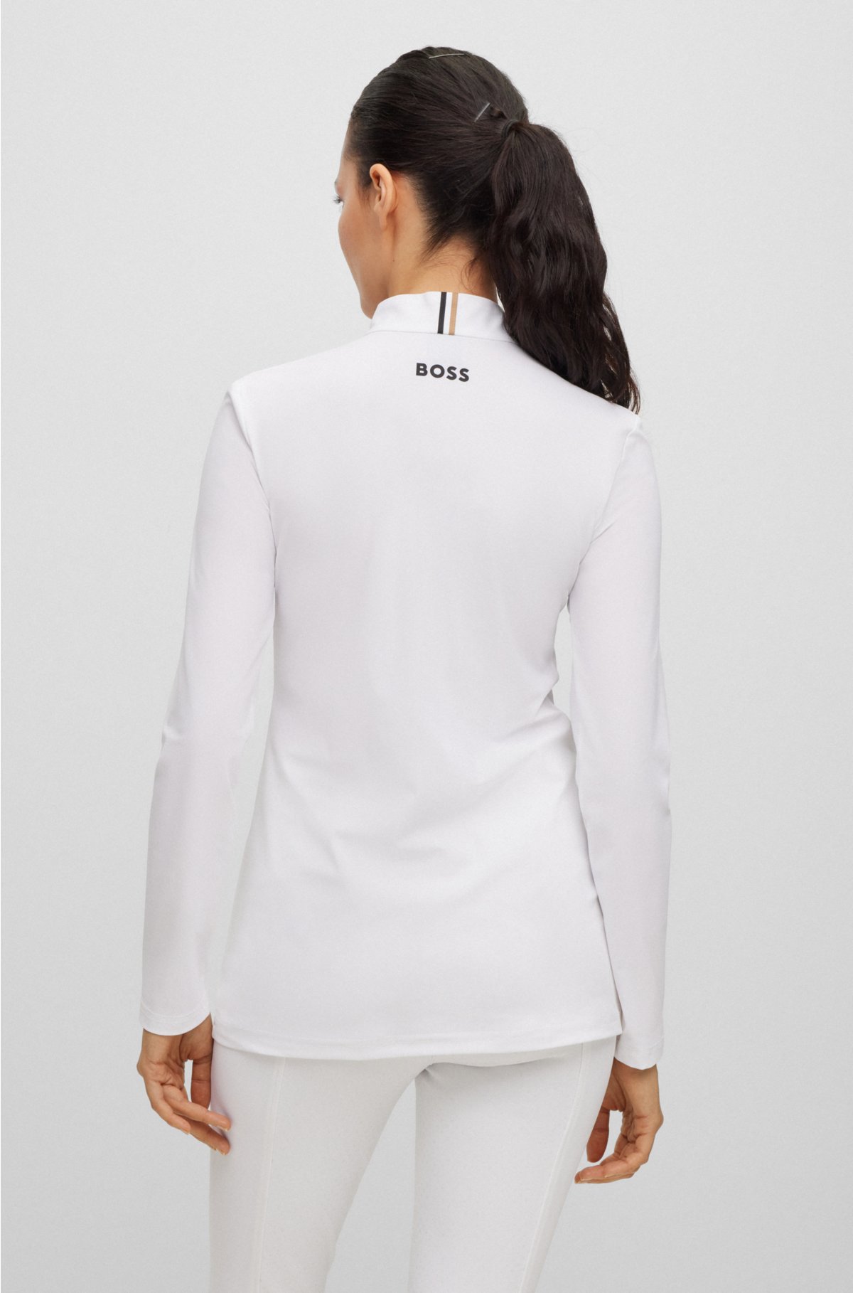 Equestrian slim-fit show shirt in power-stretch material, White