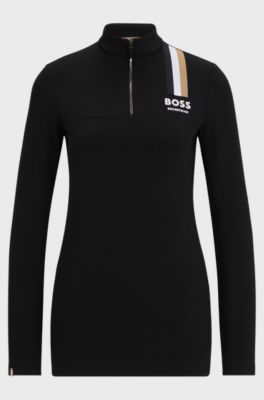 Equestrian slim-fit training shirt in power-stretch material, Black