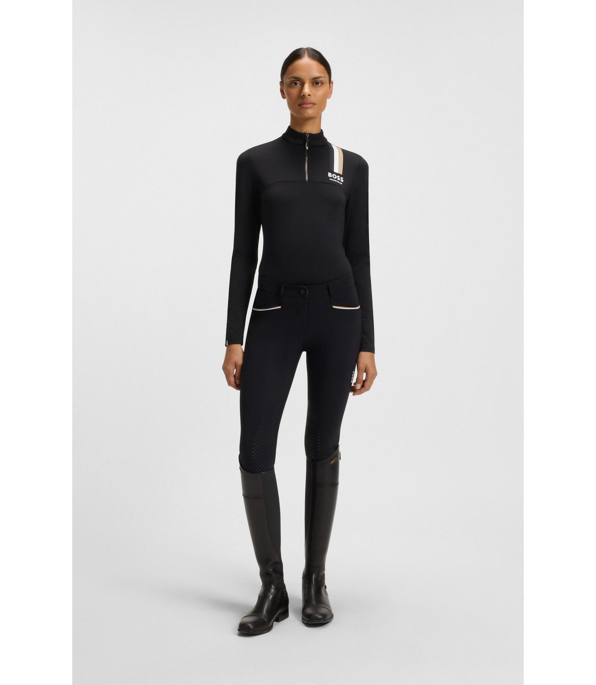 BOSS - Equestrian slim-fit training shirt in power-stretch