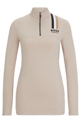 Equestrian slim-fit training shirt in power-stretch material, Beige