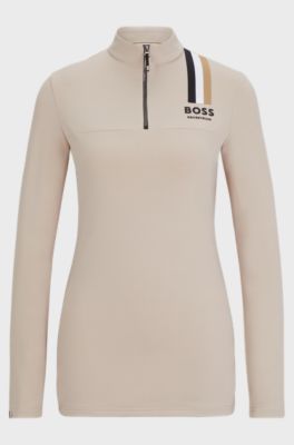 Equestrian slim-fit training shirt in power-stretch material, Beige