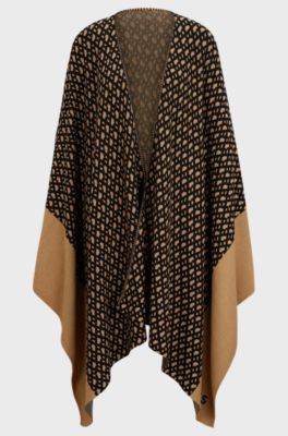 Equestrian monogram-pattern poncho in modal and cotton, Patterned