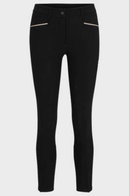 Equestrian full-grip breeches in power-stretch material, Black