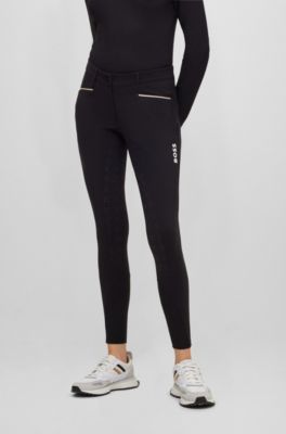 Equestrian full-grip breeches in power-stretch material, Black