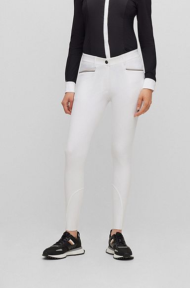 Pantaloni da equitazione in materiale super elasticizzato full-grip, Bianco