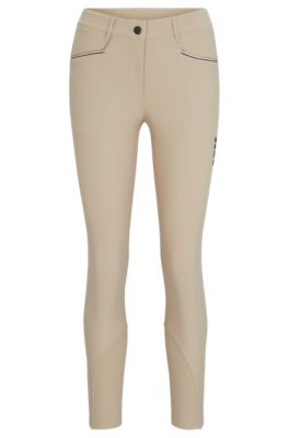 Equestrian full-grip breeches in power-stretch material, Beige