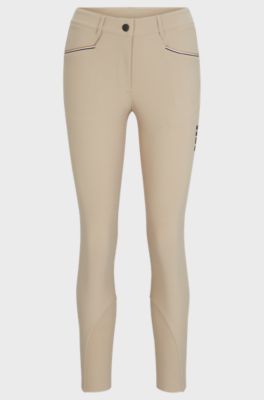 Equestrian full-grip breeches in power-stretch material, Beige