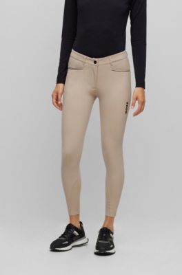 Equestrian full-grip breeches in power-stretch material, Beige