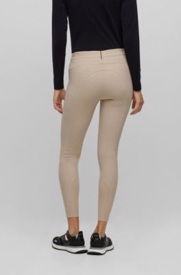 Equestrian full-grip breeches in power-stretch material, Beige