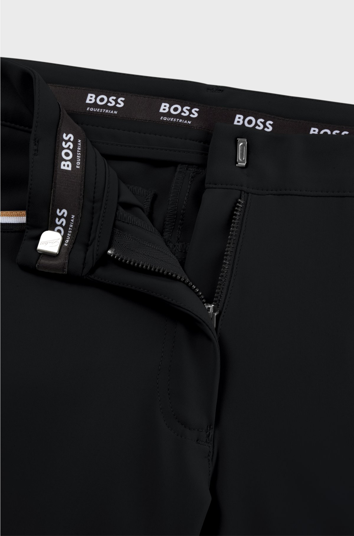 Equestrian knee-grip breeches in power-stretch material, Black