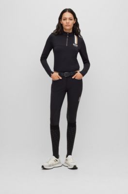 Equestrian knee-grip breeches in power-stretch material, Black