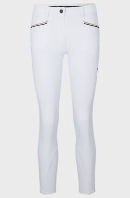 Equestrian knee-grip breeches in power-stretch material, White