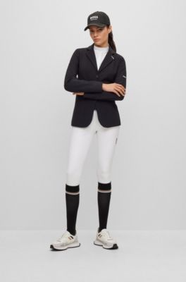 Equestrian knee-grip breeches in power-stretch material, White