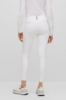 Equestrian knee-grip breeches in power-stretch material, White