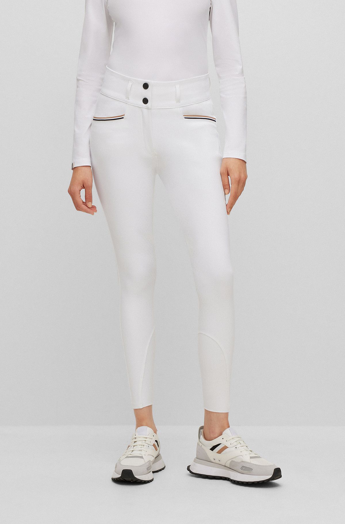 Pantaloni da equitazione in materiale super elasticizzato full-grip, Bianco