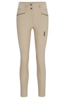 Equestrian full-grip breeches in power-stretch material, Beige