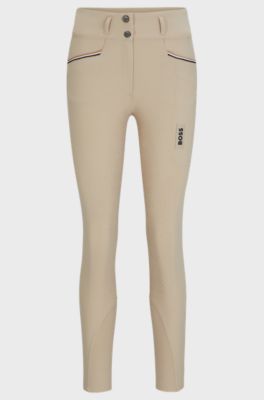 Equestrian full-grip breeches in power-stretch material, Beige