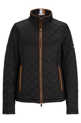 Equestrian padded jacket with signature detailing and logo, Black
