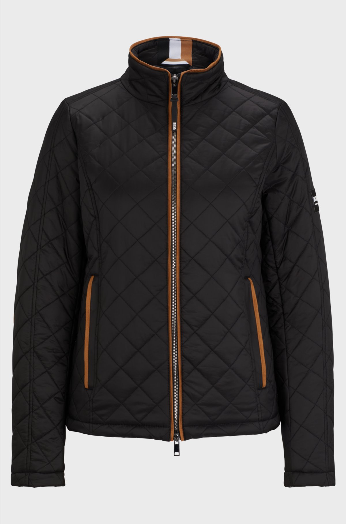 Equestrian padded jacket with signature detailing and logo, Black