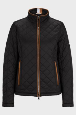 Equestrian padded jacket with signature detailing and logo, Black